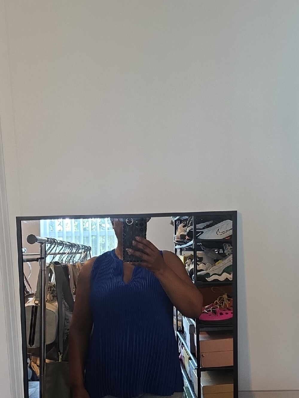 Banana Republic Blue Pleated Sleeveless Blouse